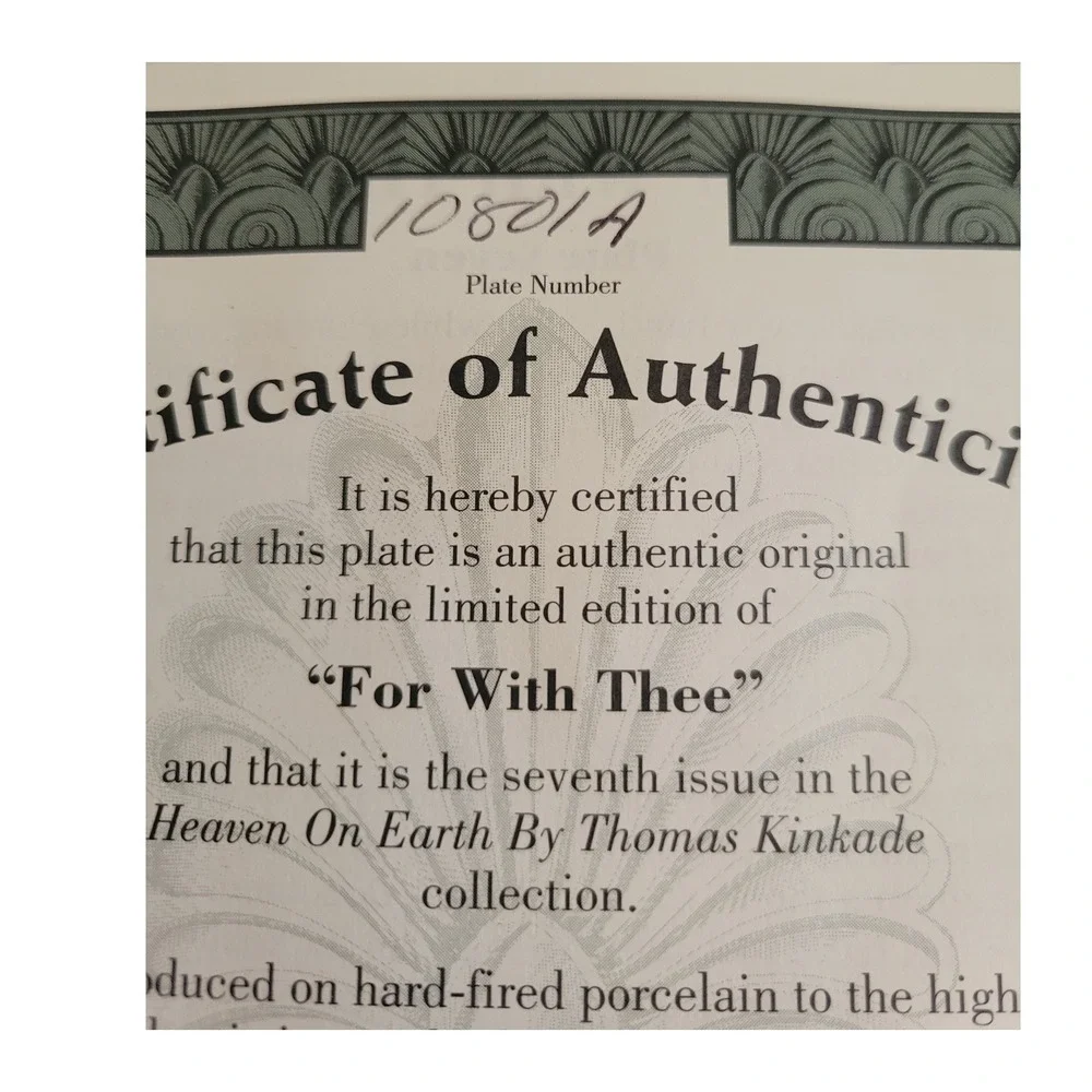 Thomas Kinkade Collector Plate Bradford Exch. For With‎ Thee Heaven 8in Cottage - Picture 7 of 11